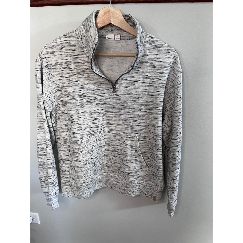 Tentree Women Grey Space Dye Quarter Zip Fleece Pullover Sweatshirt Medium